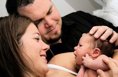Family with newborn baby
