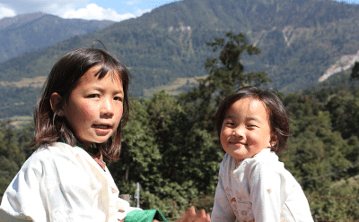 Arian Zwegers on Flickr; Bhutan; children with trees