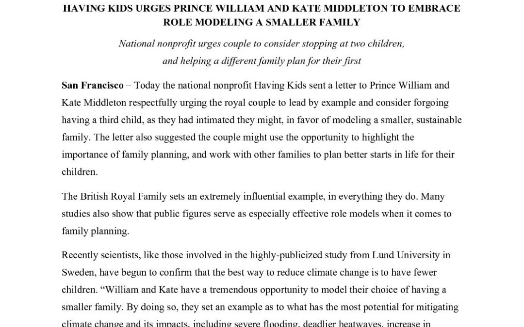 Having Kids Prince William Press Release