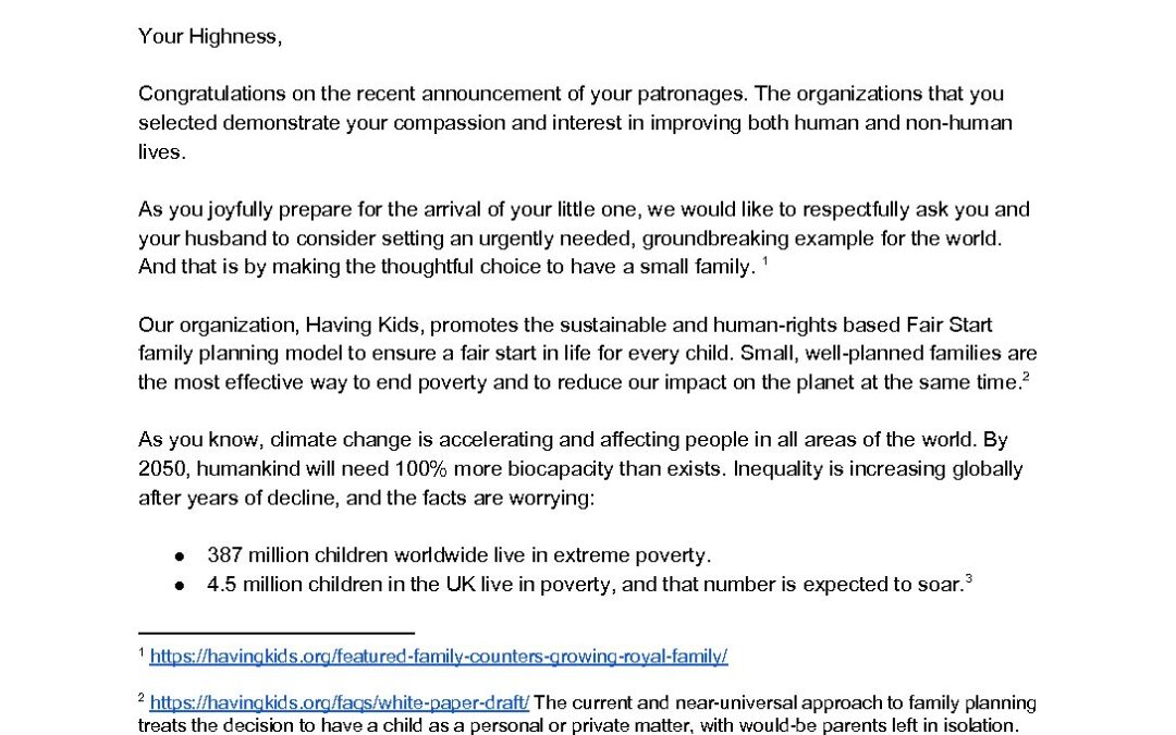 Open Letter Duke and Duchess of Sussex