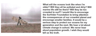 A child's letter wonders what the world will look like when she's grown up.