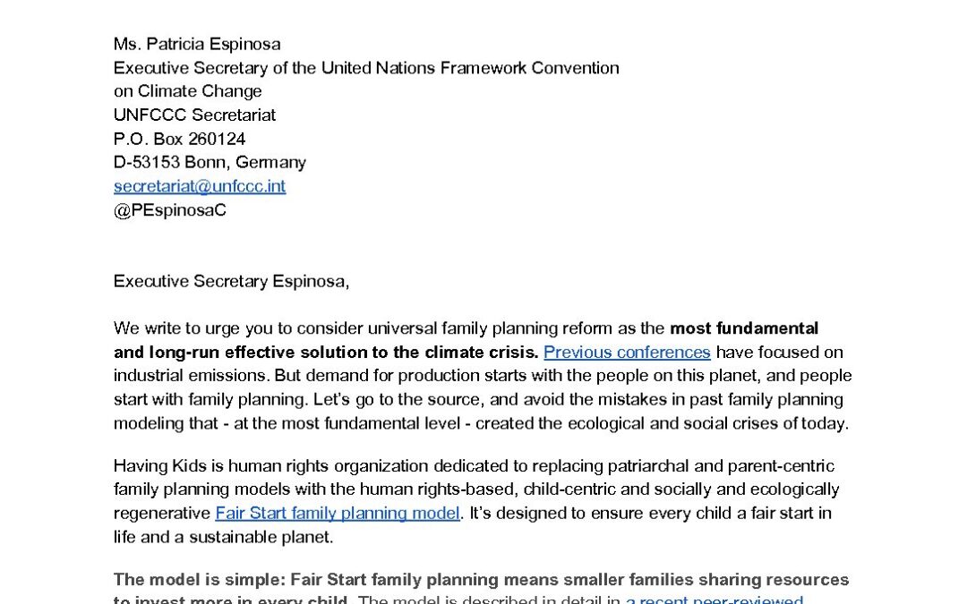 COP25 Madrid letter